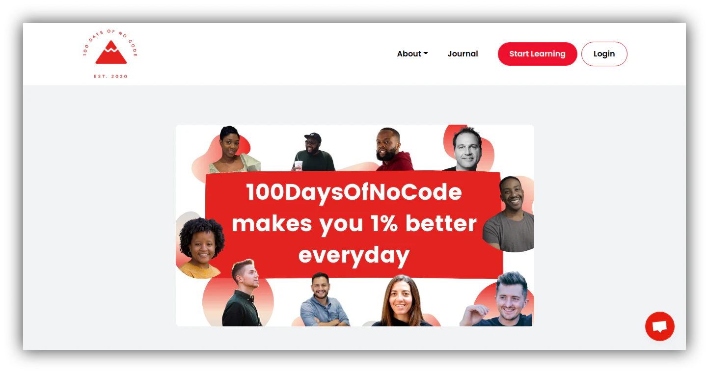 100daysofnocode online community for learning no-code, itself built with no-code tools