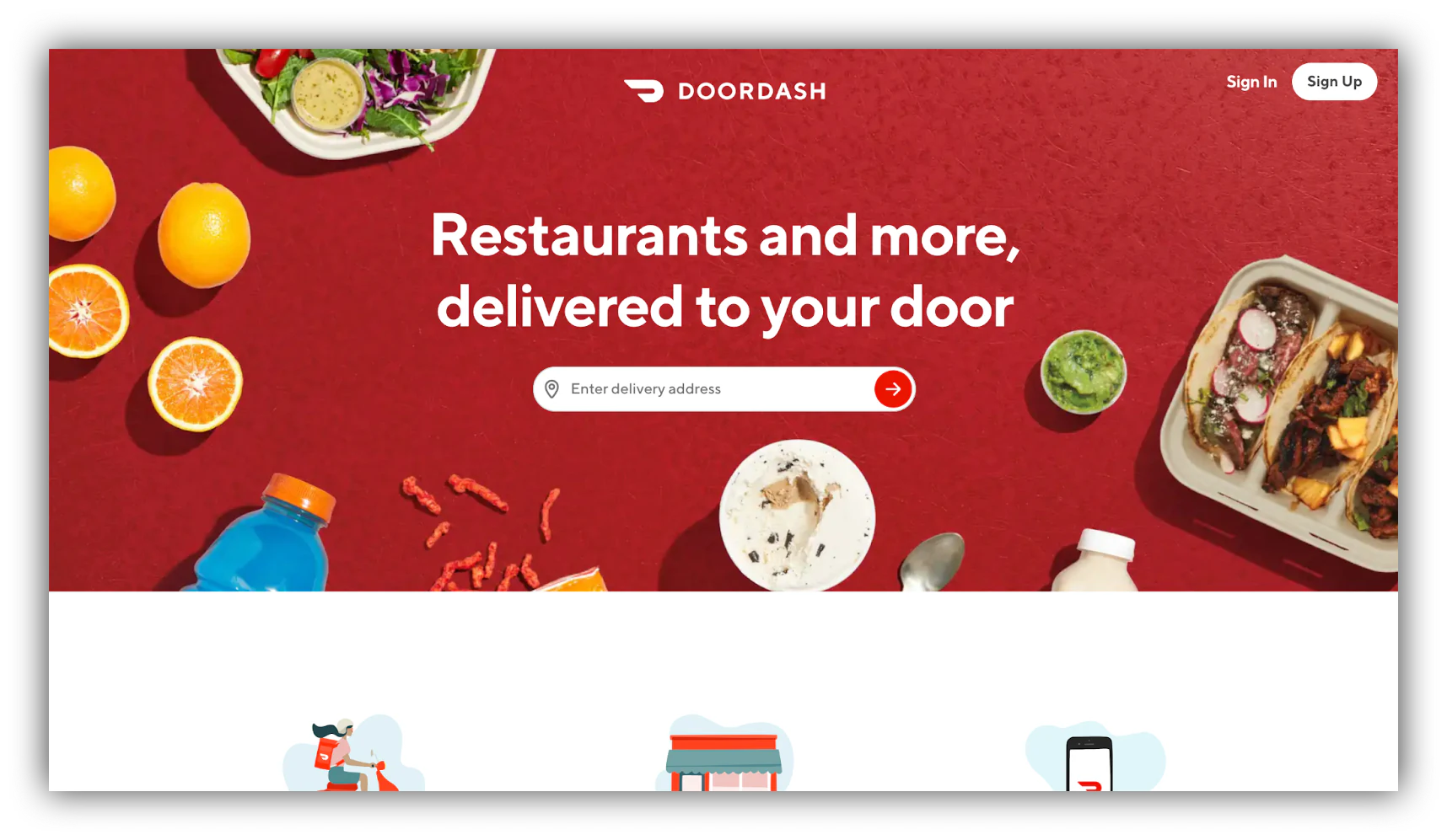 DoorDash landing page 