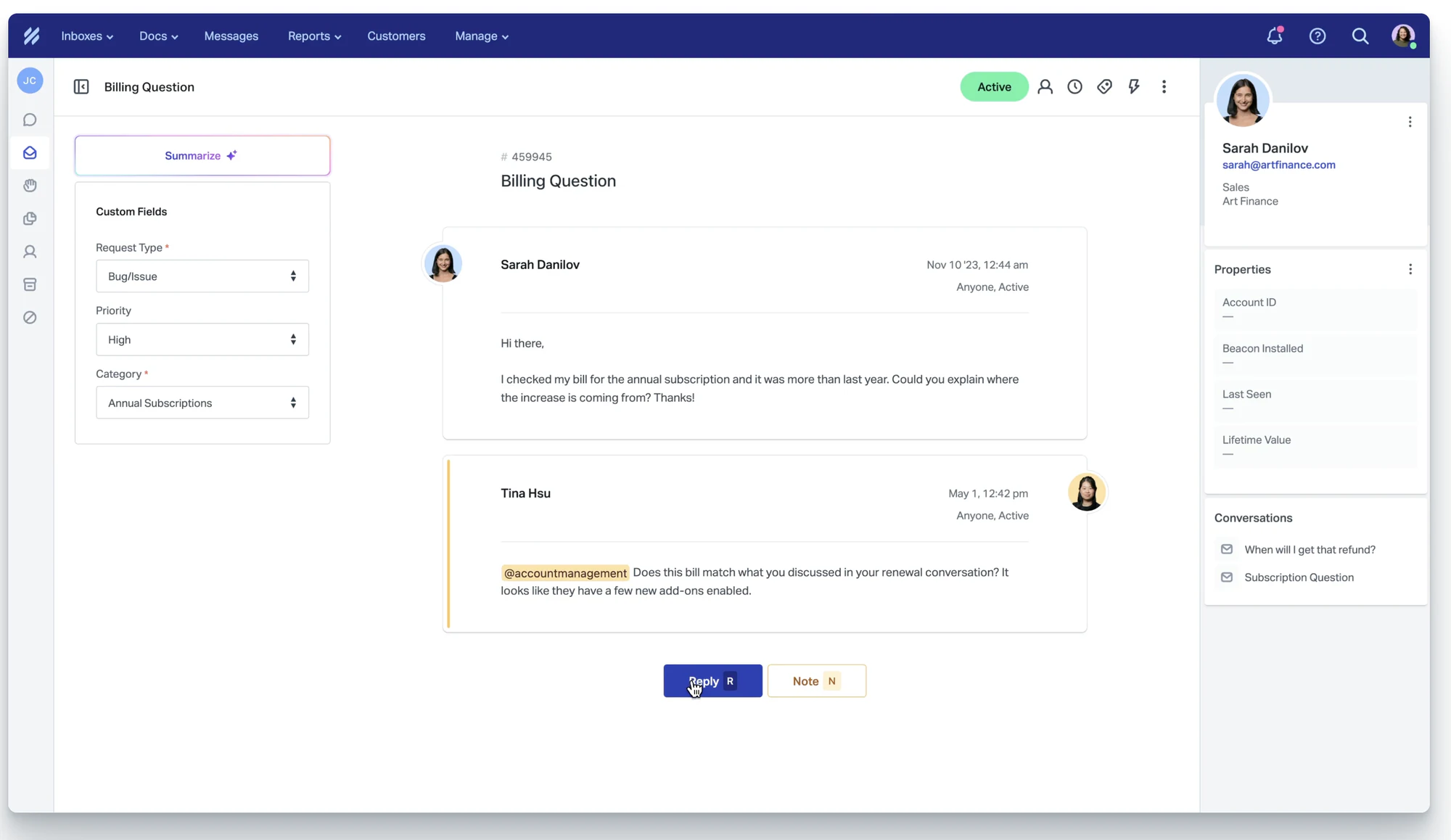 Help Scout Beacon widget showing self-service search results on a support page