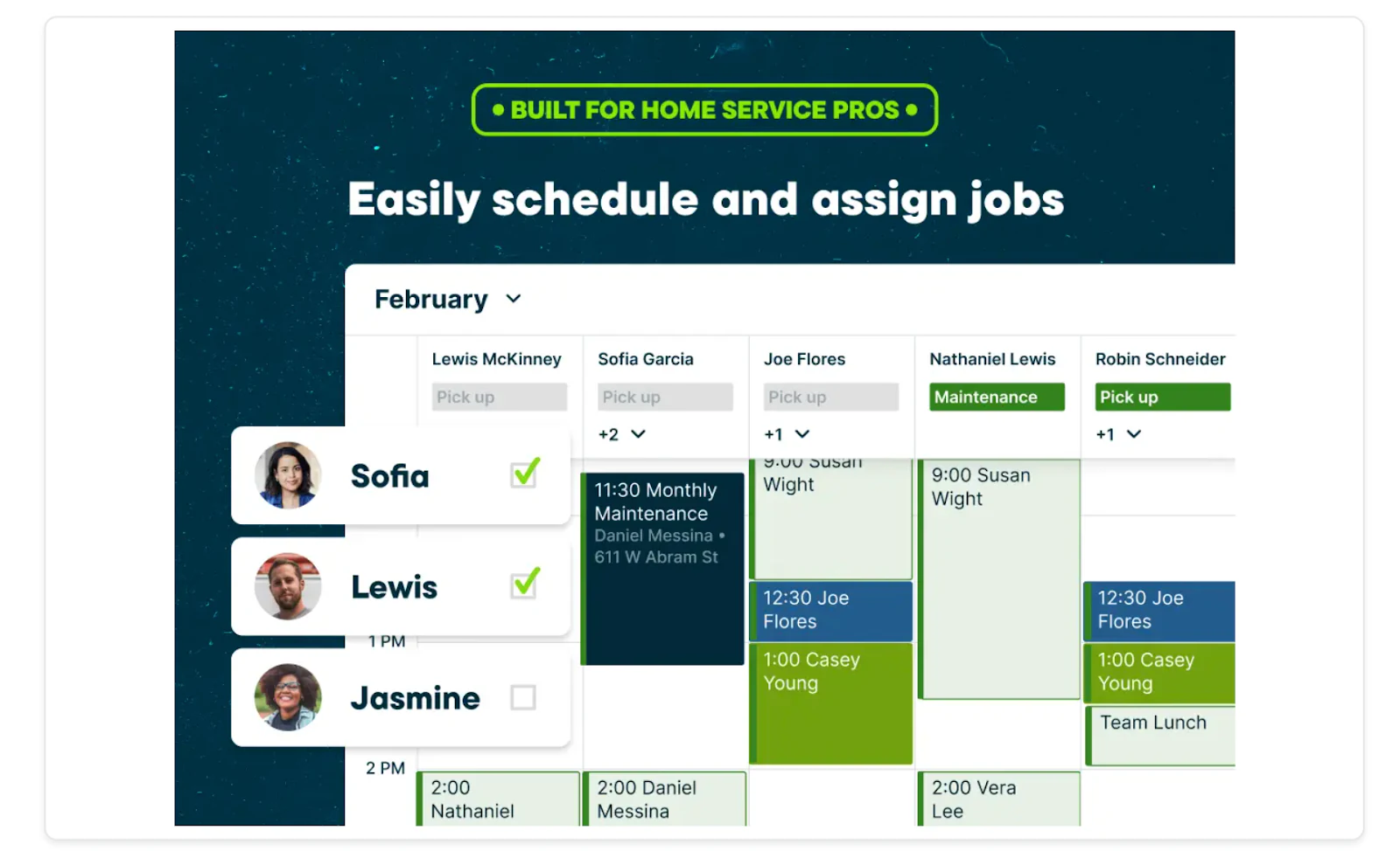 Jobber scheduling and invoicing dashboard for home service teams