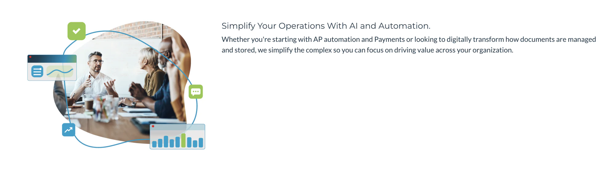 DocuPhase banner about AI and automation for operations, with a team meeting photo and chart icons