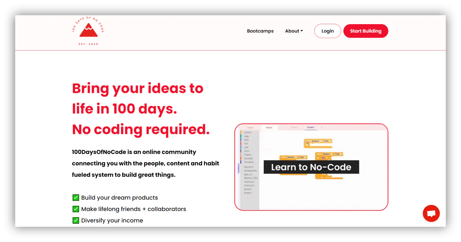 100daysofnocode homepage