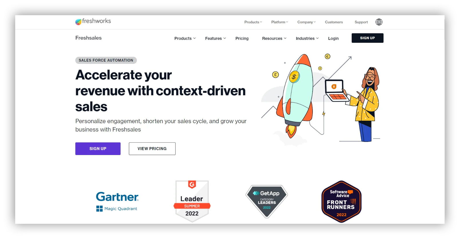 Freshsales is a part of the Freshworks suite of tools and is designed specifically for sales teams.