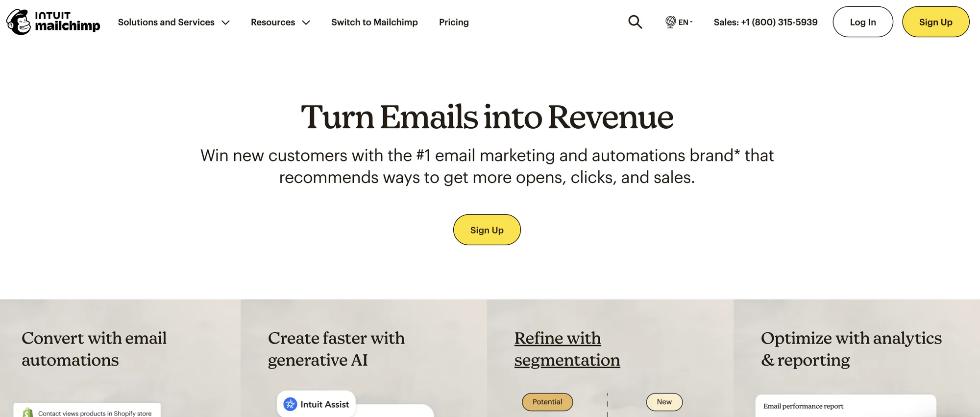 mailchimp ai landing page