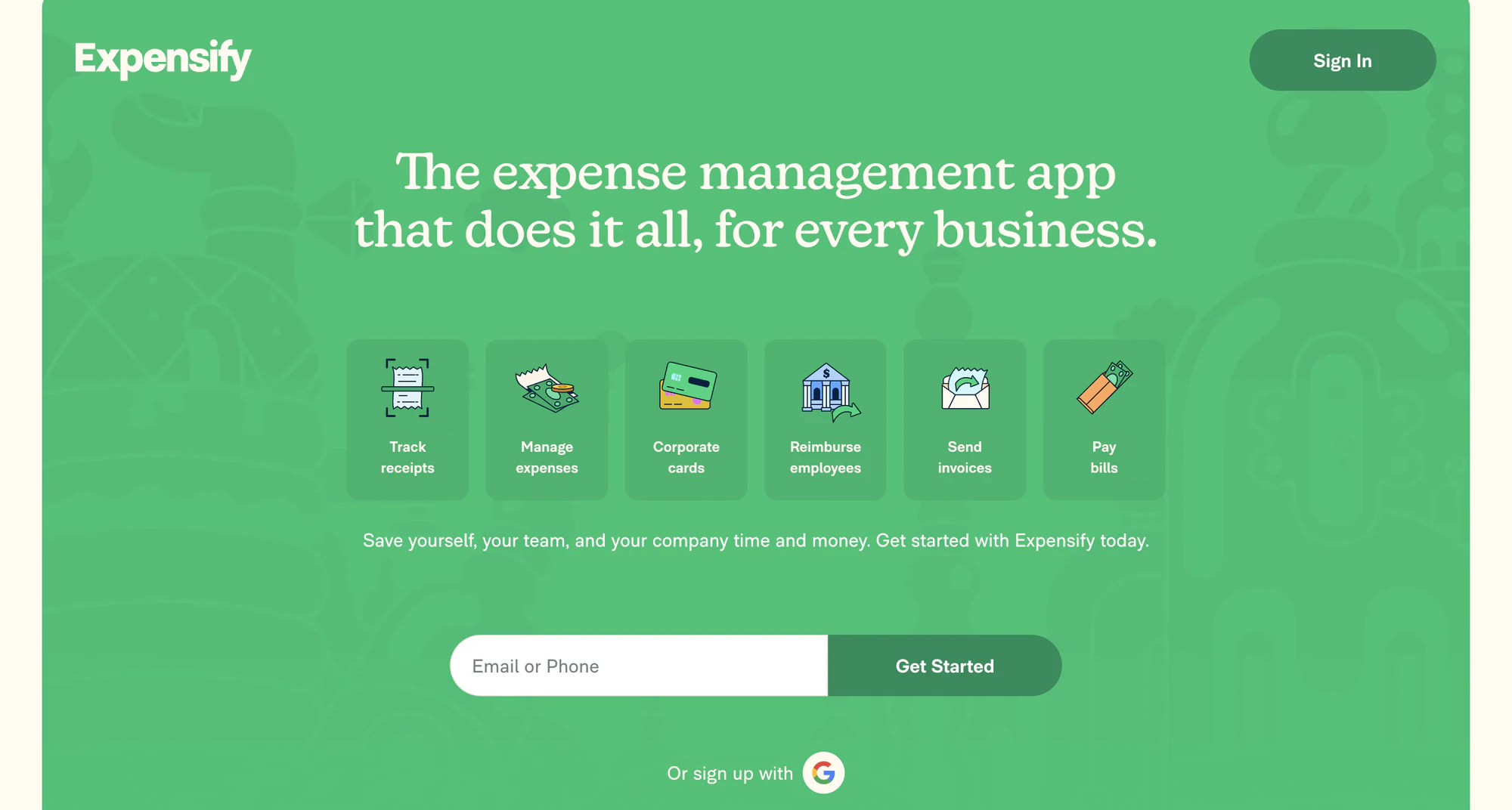 expensify ai landing page