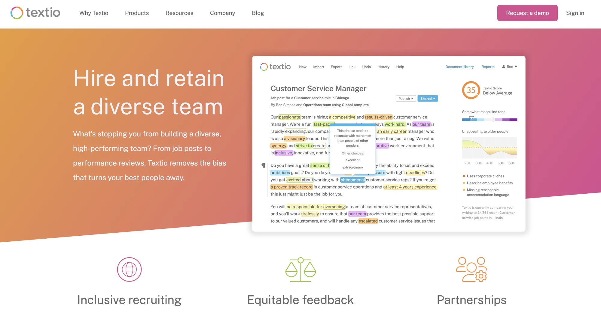 textio ai landing page