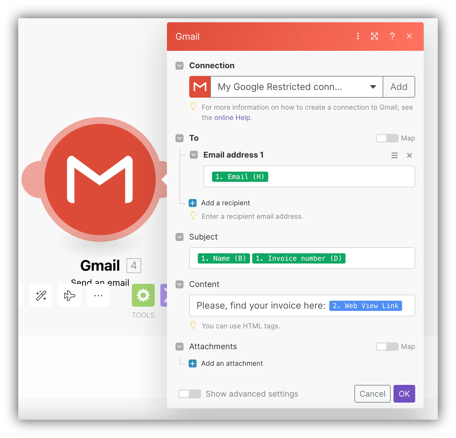 Share your new invoice automatically