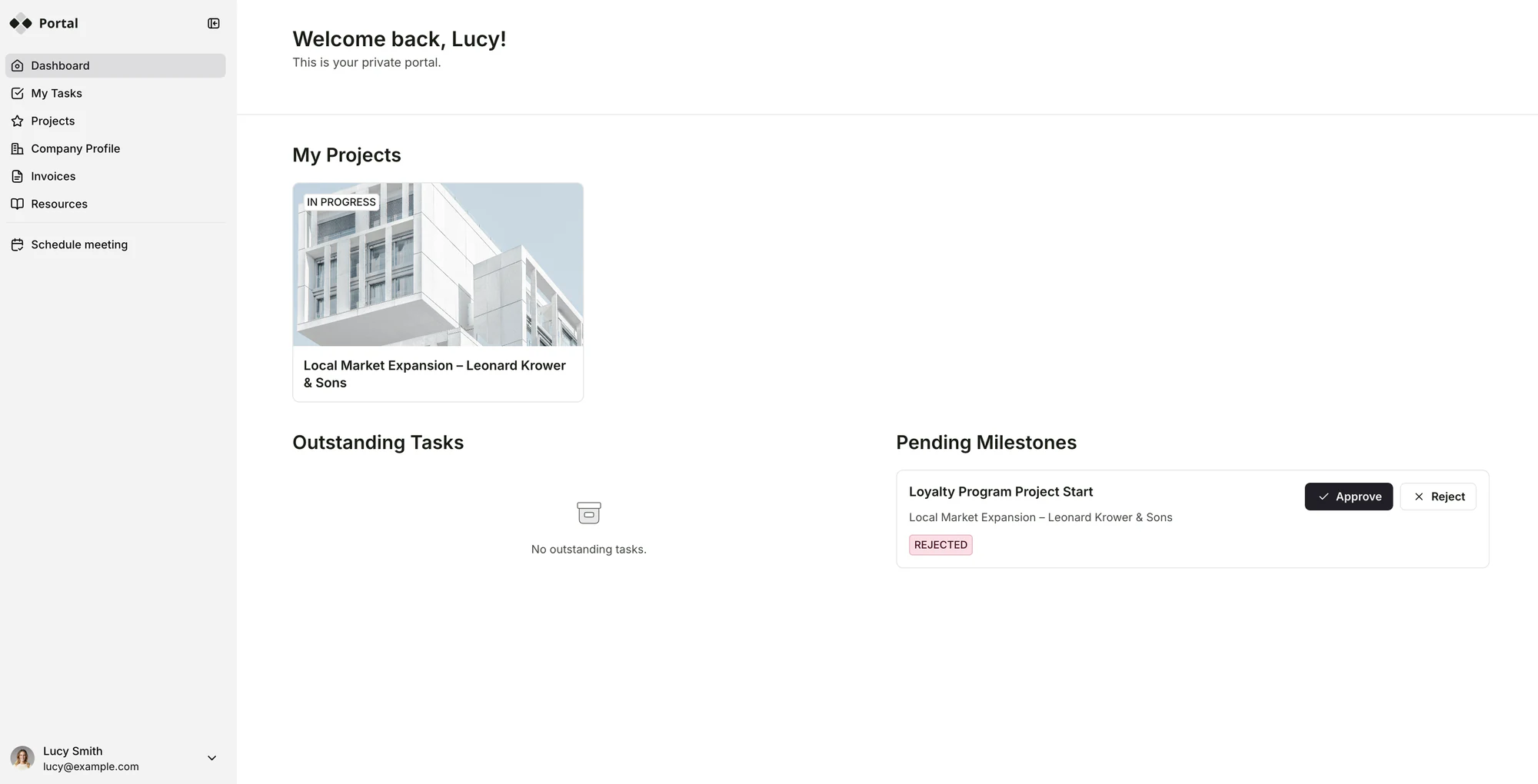 Softr client portal template preview for law firms and professional services