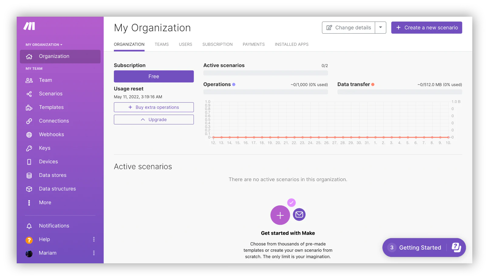 Make My Organization homepage after signing up