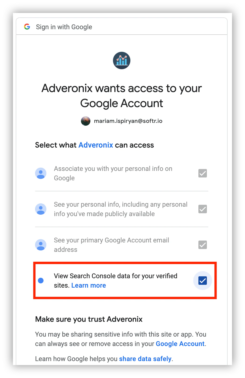 View Search Console data for your verified sites