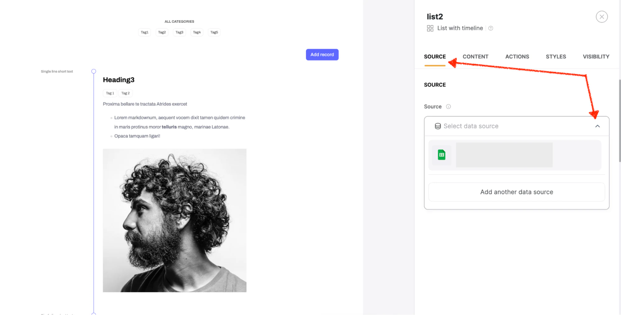 Step 6: Choose your connected Google account as the data source