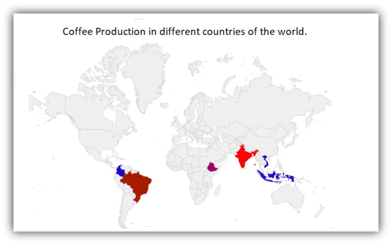 Google Sheets geo chart showing data values by geographic region