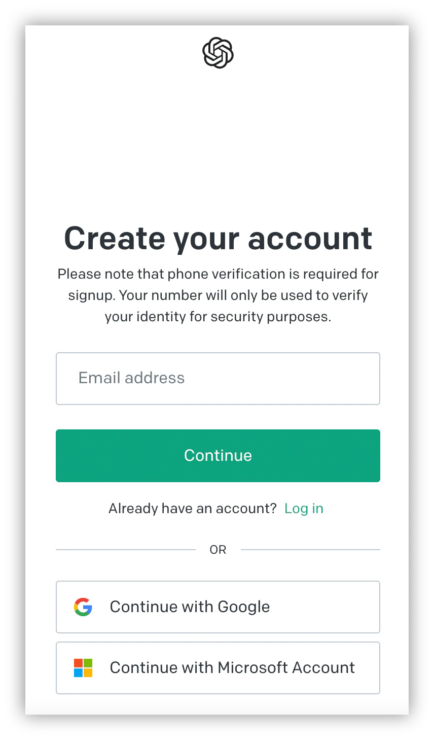 OpenAI platform sign-up page
