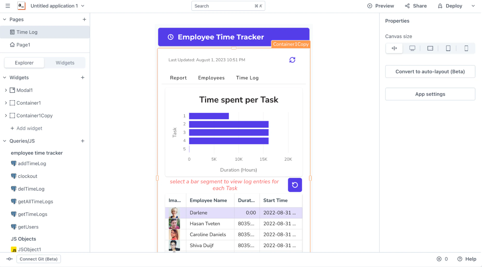 DronaHQ admin panel builder dashboard with a database connector hub