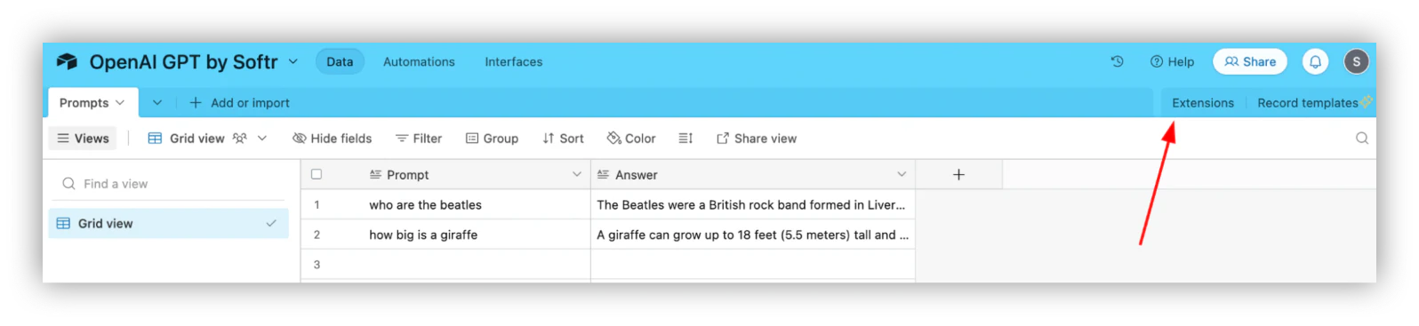Open the extensions menu