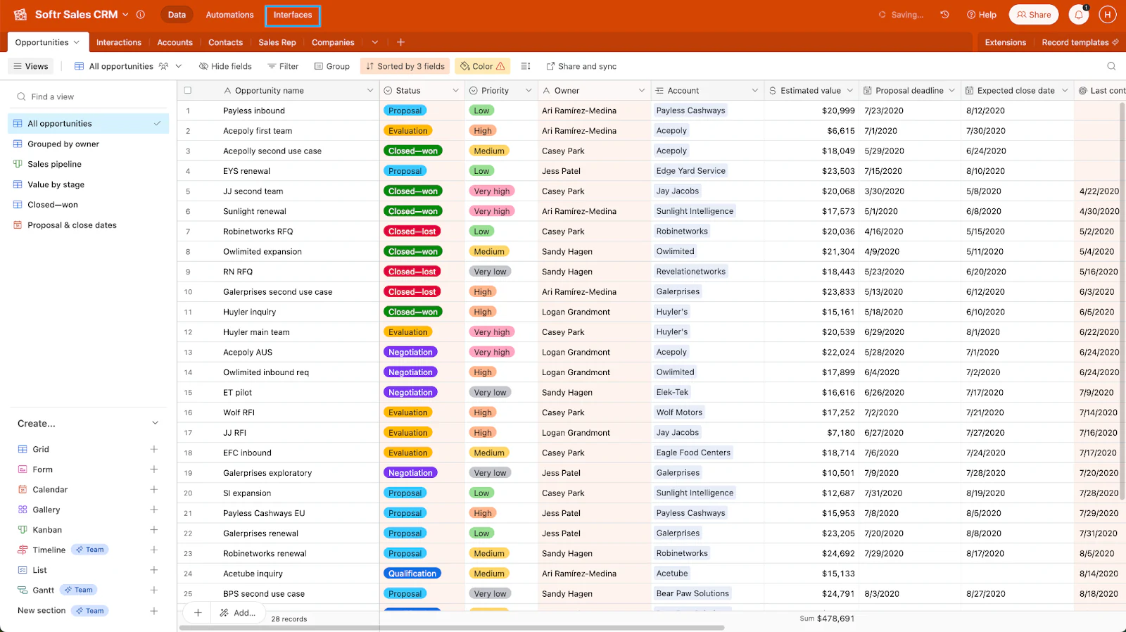 Click Airtable interfaces view