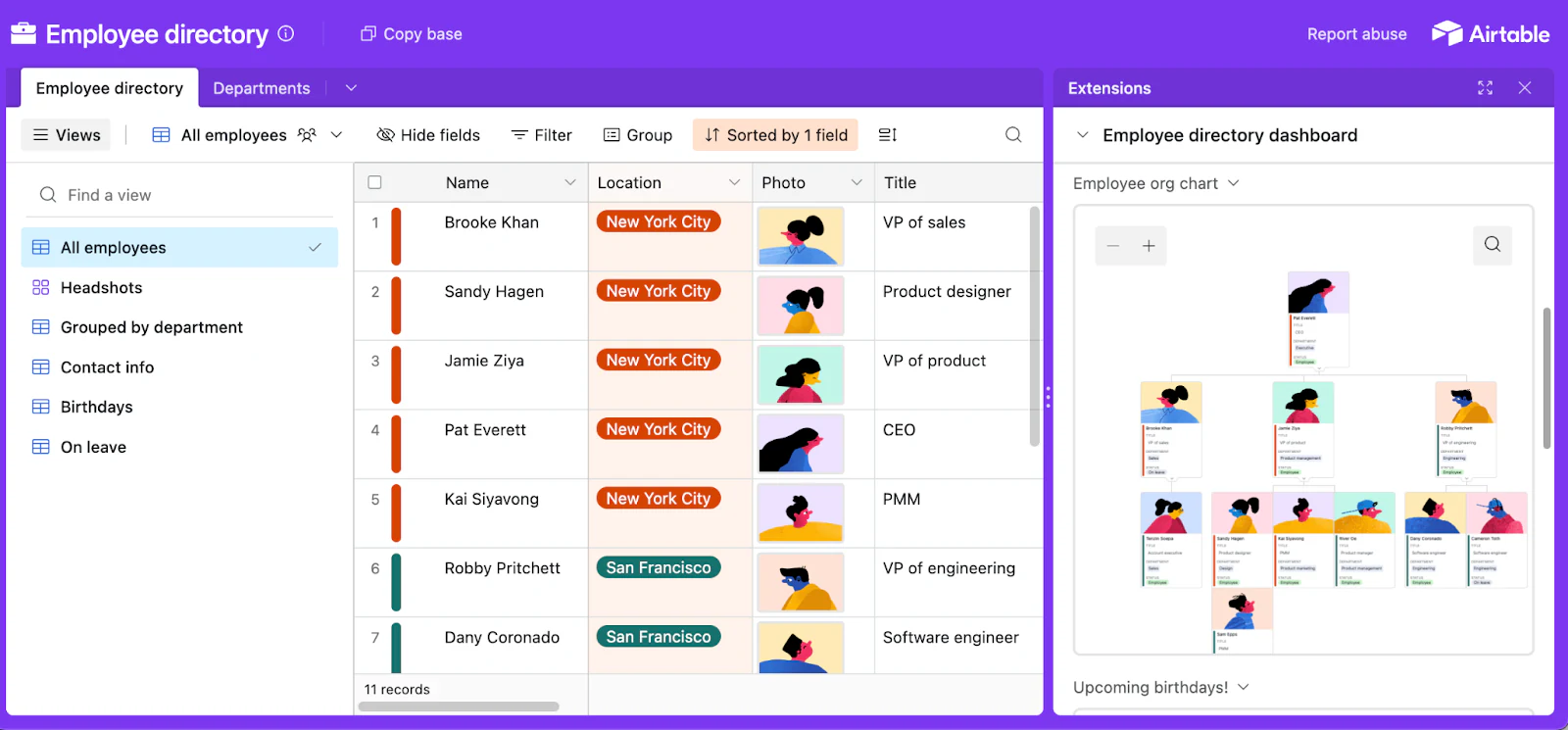 Airtable employee directory template