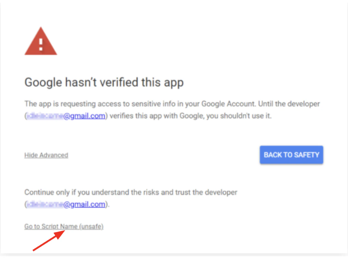 Step 6: Click on “Unsafe”