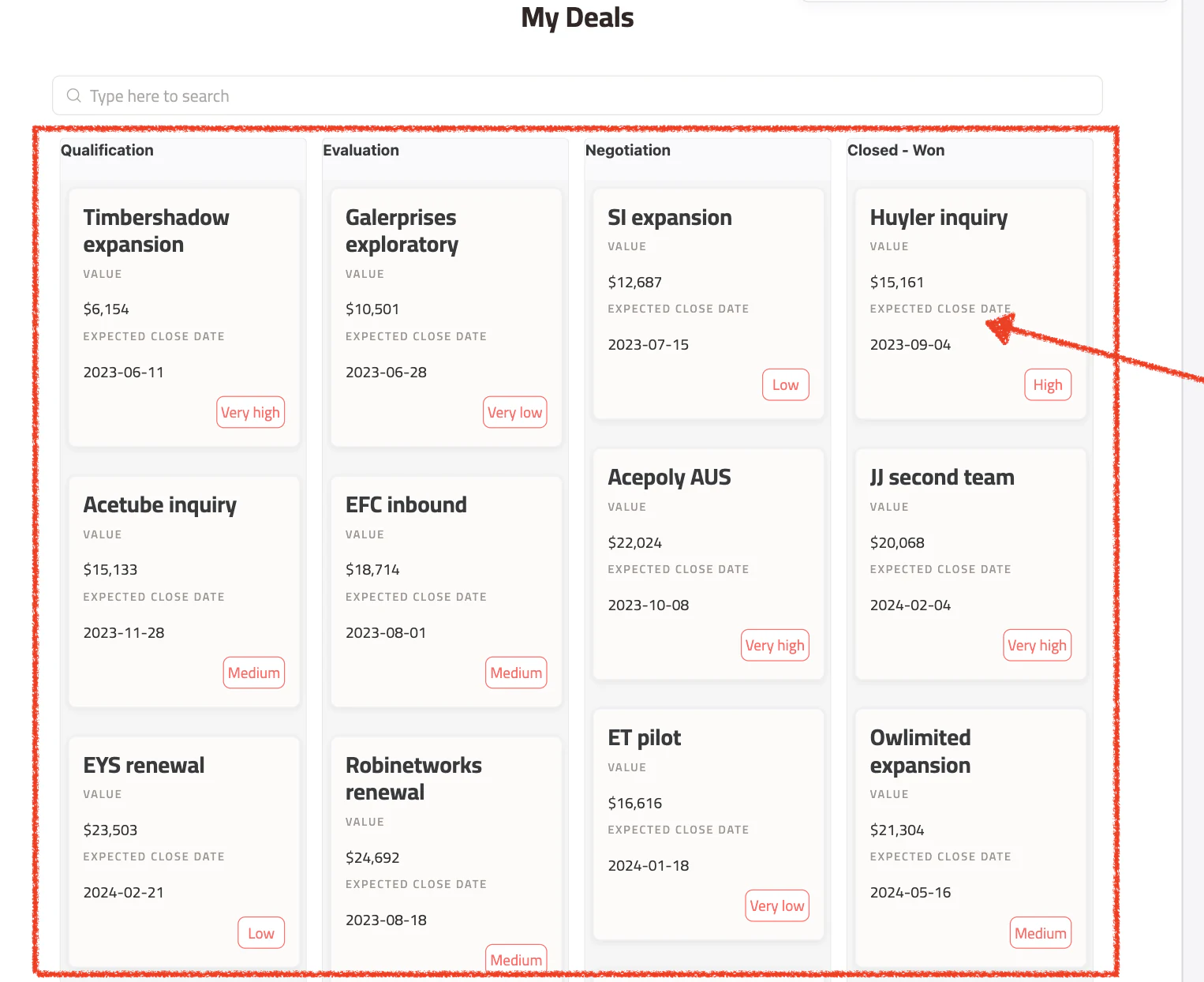Items fields settings showing data displayed per record