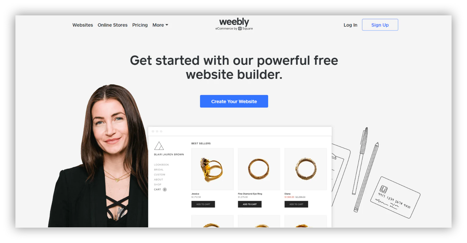 Square Online (formerly Weebly) ecommerce website builder homepage