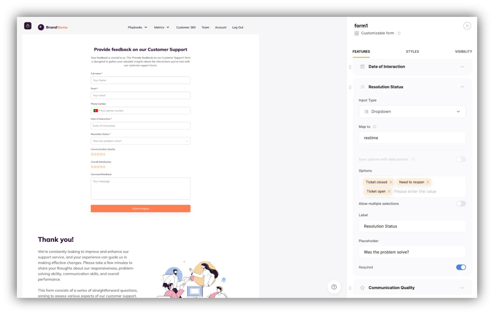 Softr form block options listing several field criteria to choose from