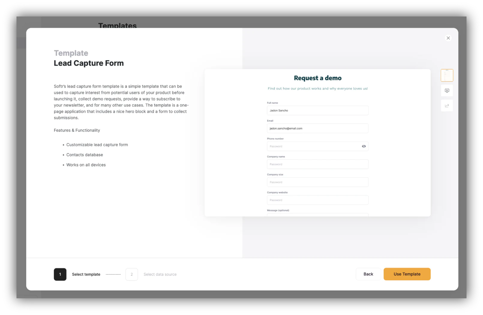 Screenshot of Softr