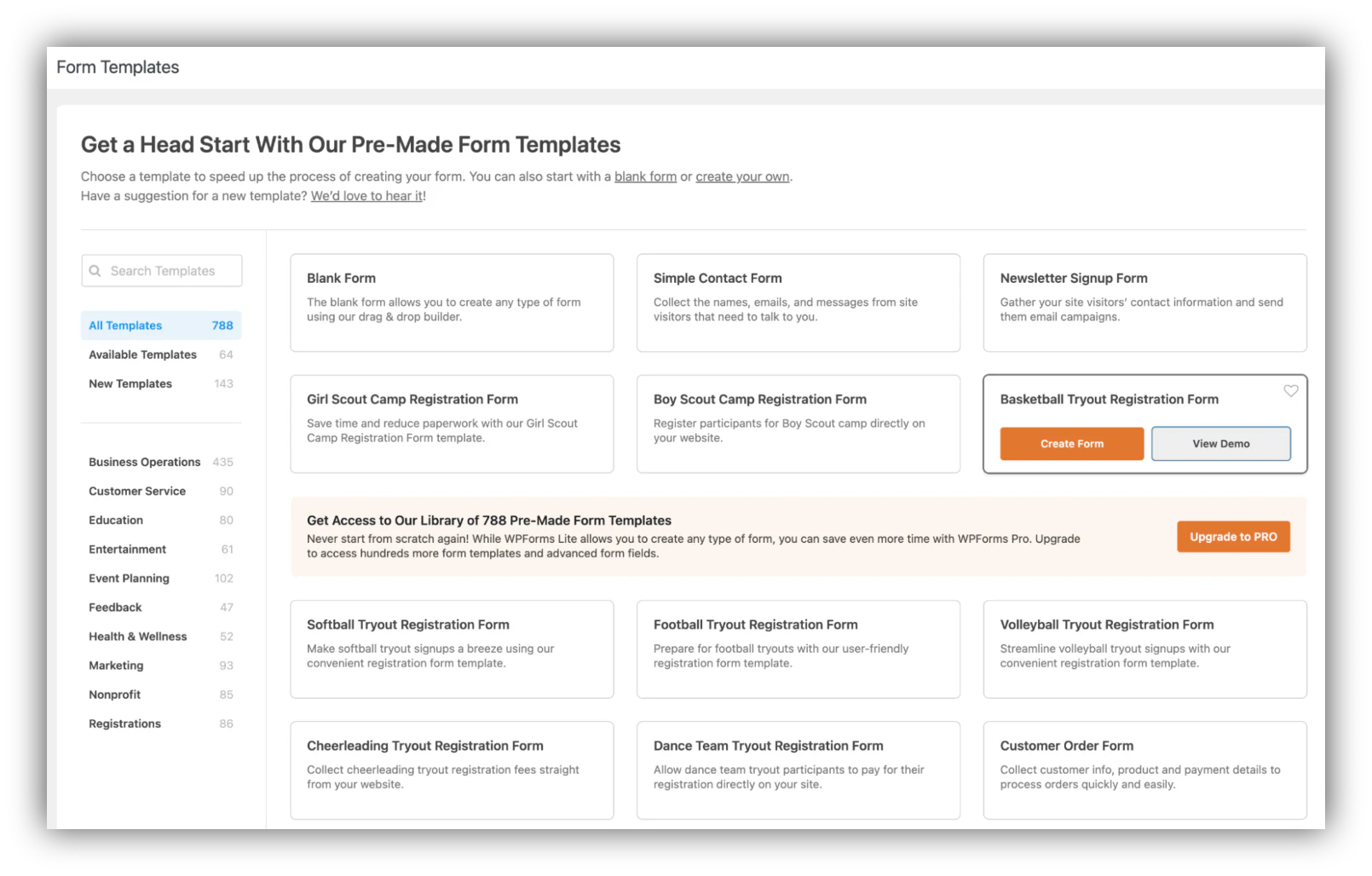 Screenshot of WPForms