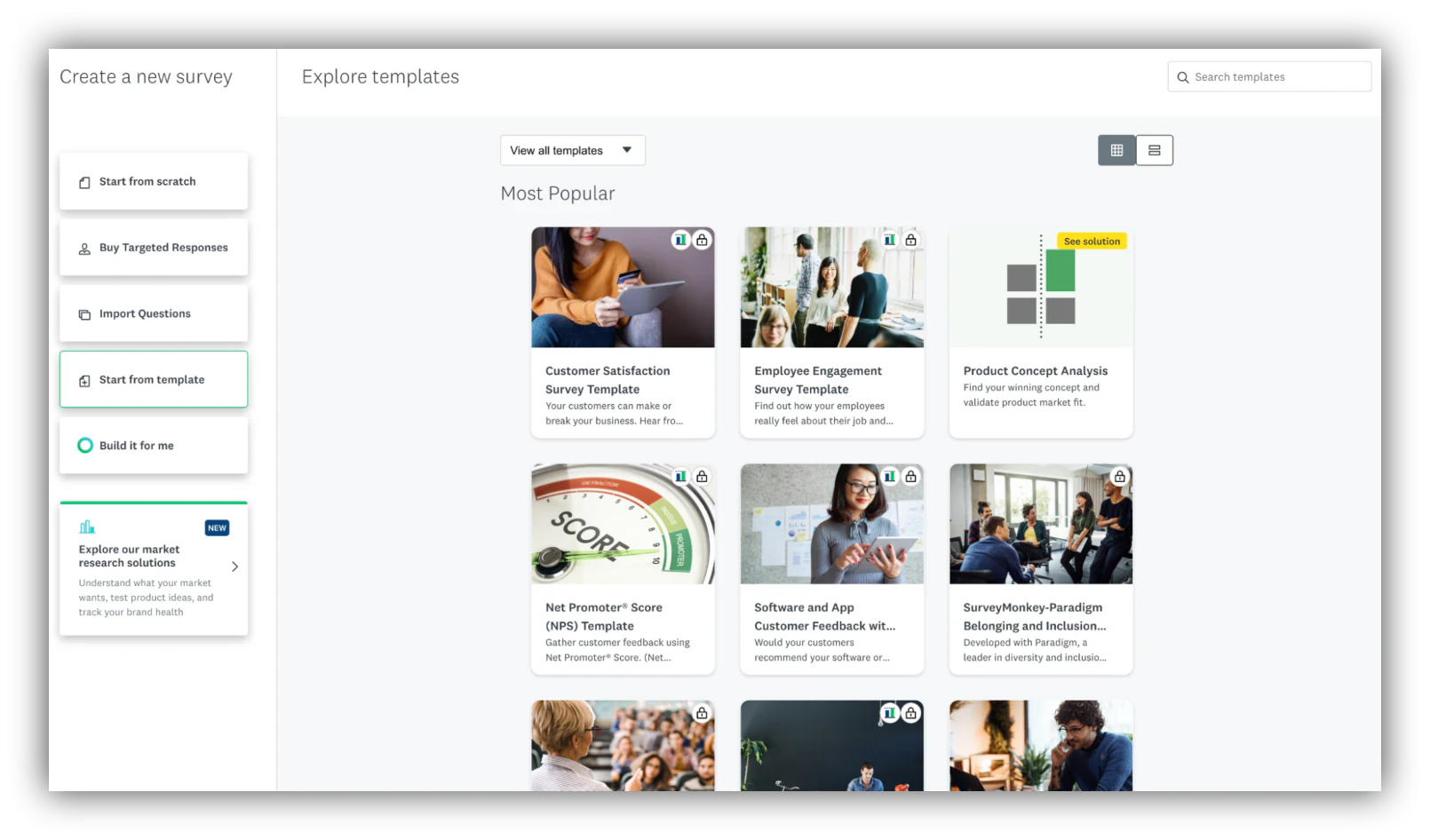 Screenshot of SurveyMonkey