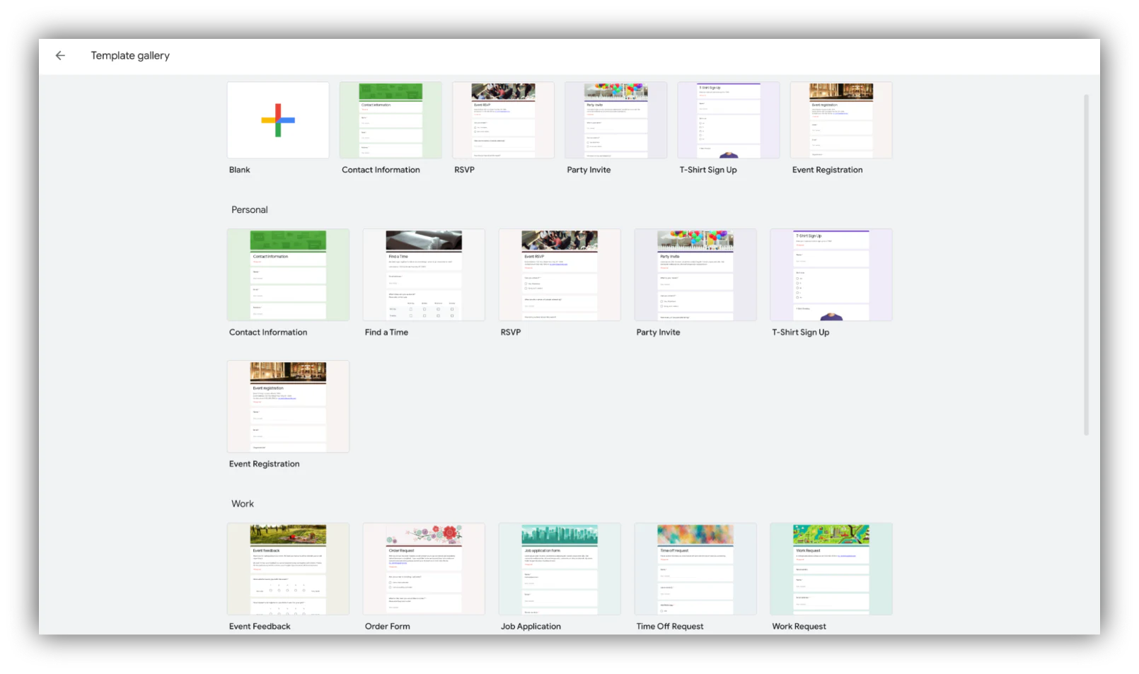 Screenshot of Google Forms