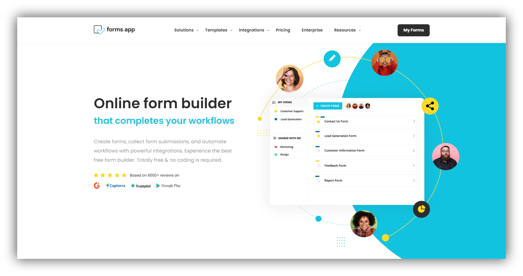 Screenshot of forms app