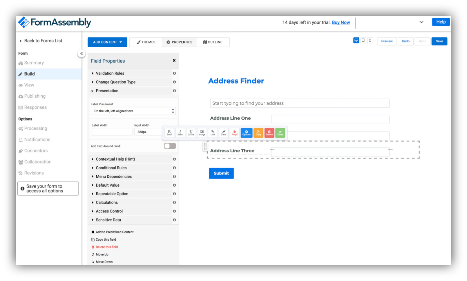 Screenshot of FormAssembly