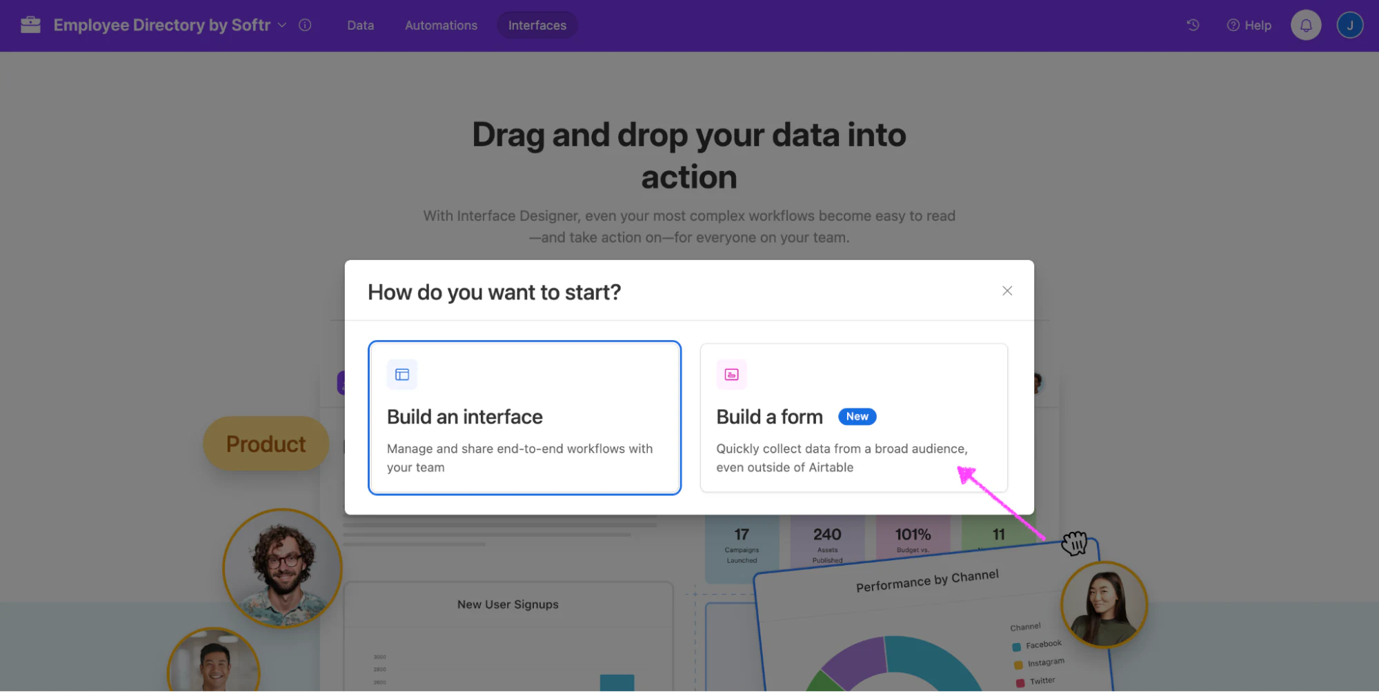 Step 3: Choose to build a form
