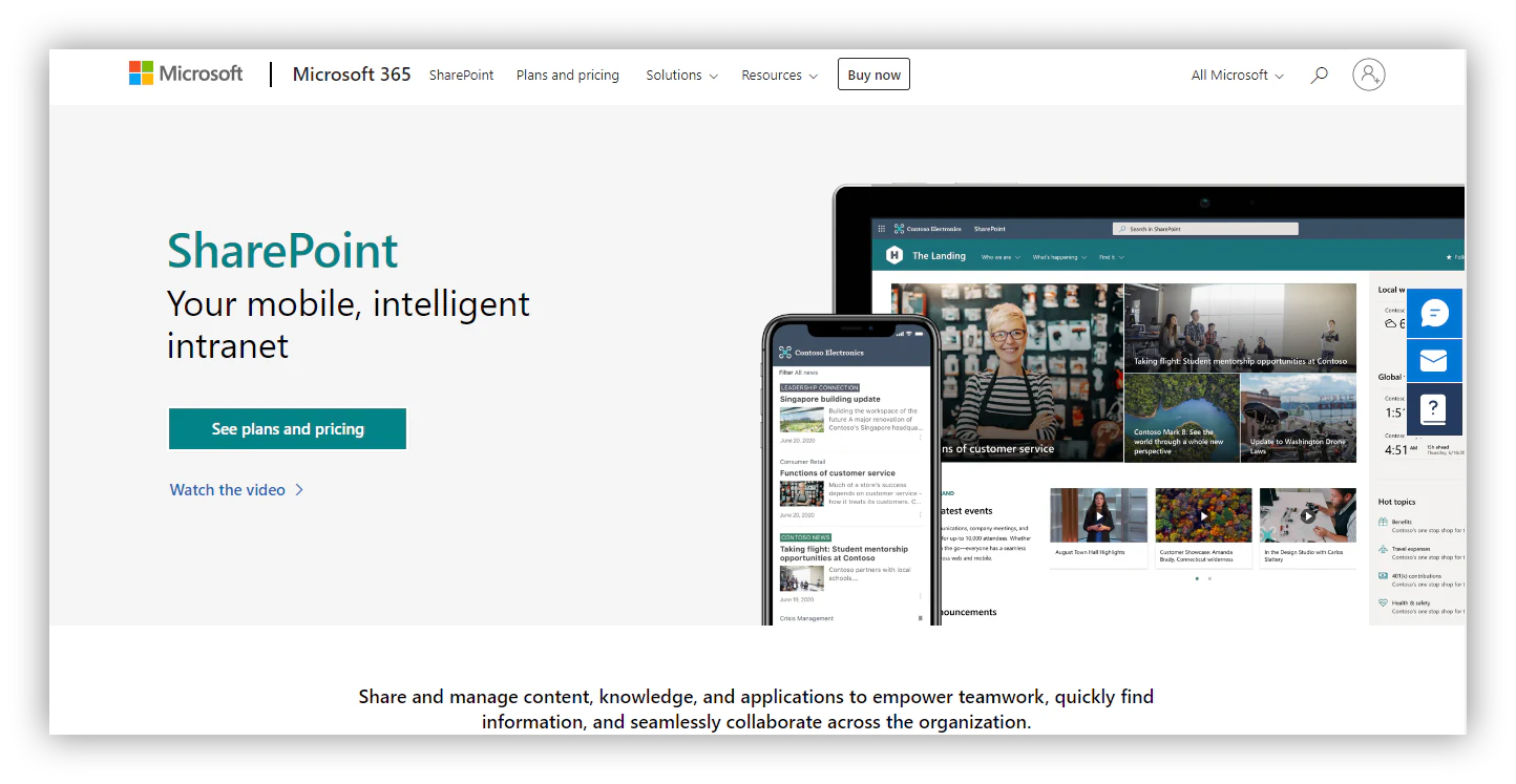Microsoft Sharepoint homepage