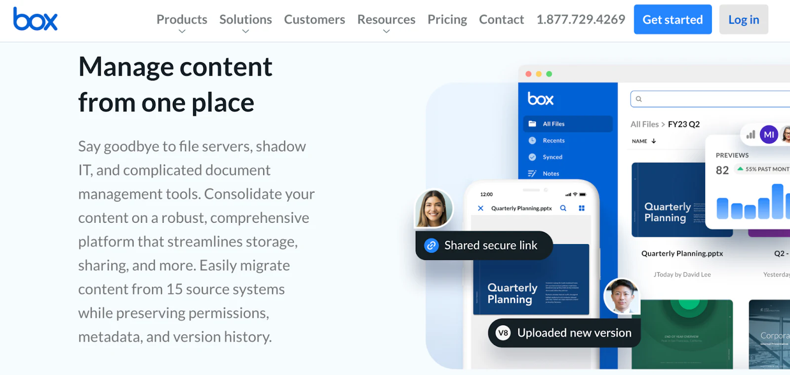 Box secure cloud storage and document collaboration interface
