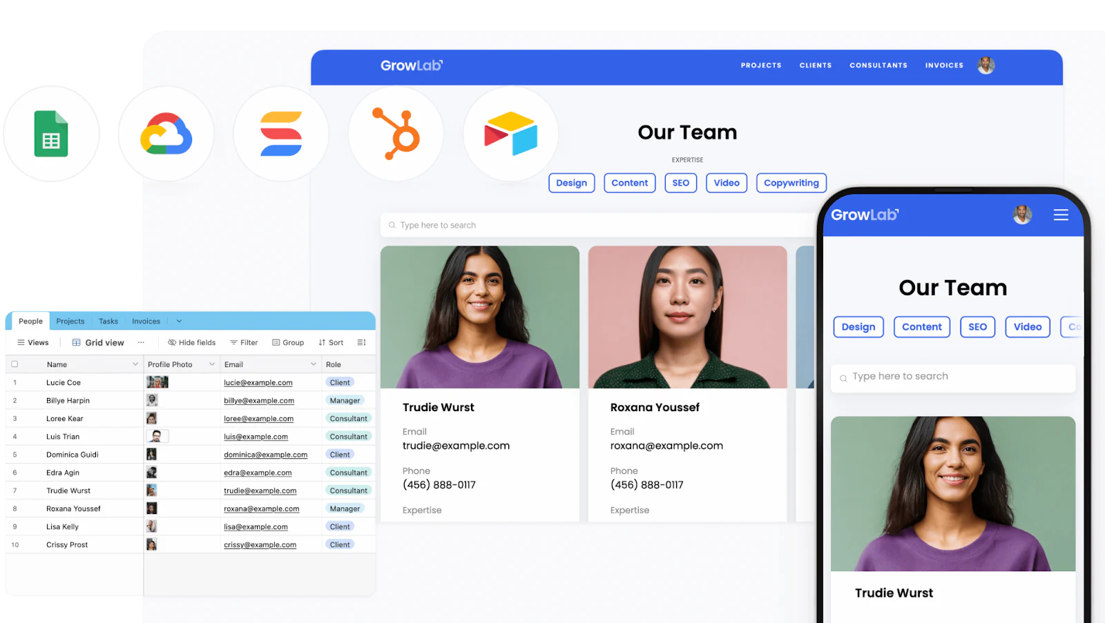 Softr no-code editor interface used to build a custom document management system