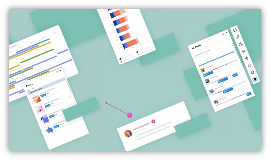 Smartsheet project management interface with grid view and collaboration features