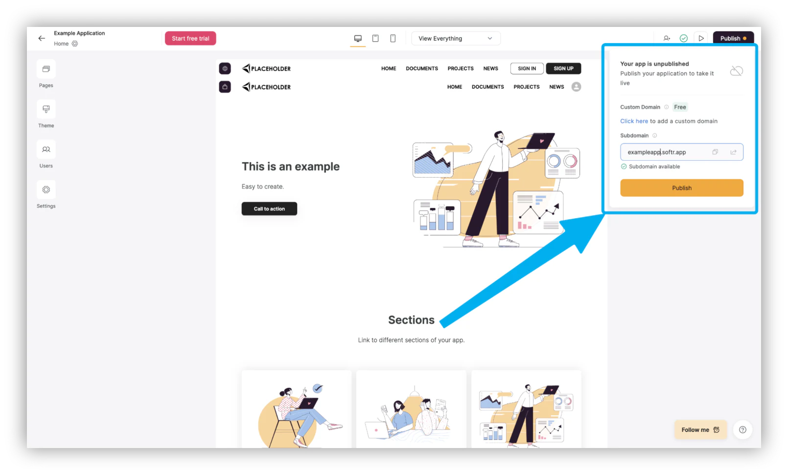 Select your parameters and click “Publish”