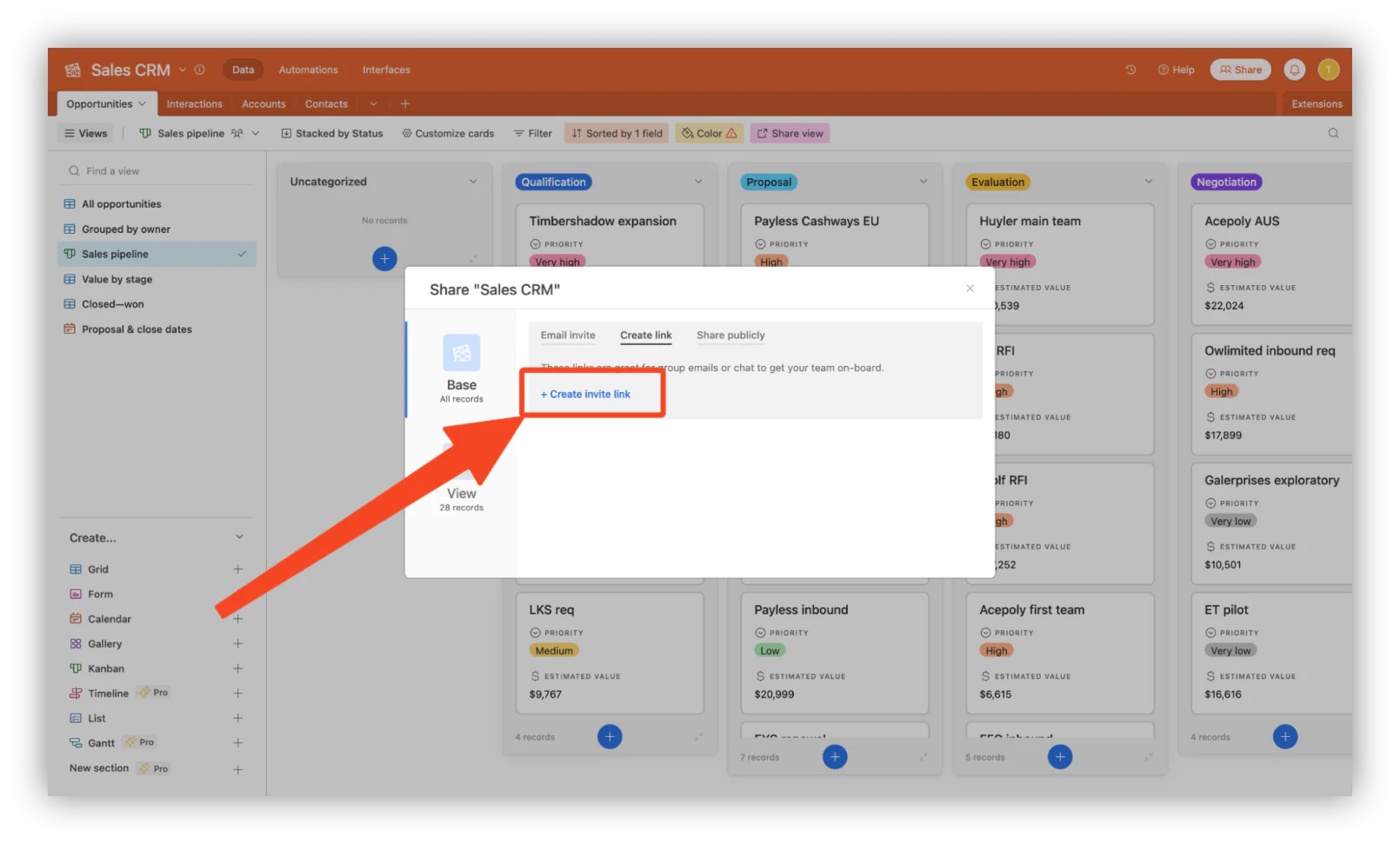 Create invite Link