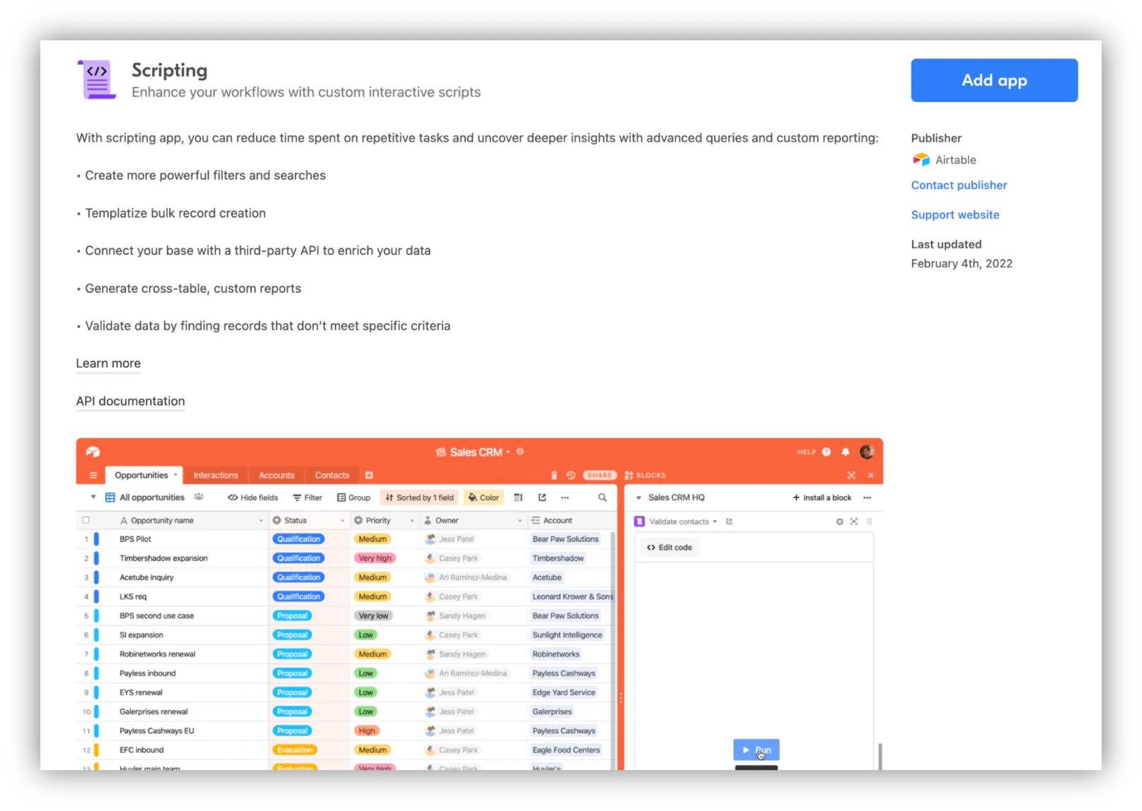 Airtable scripting app