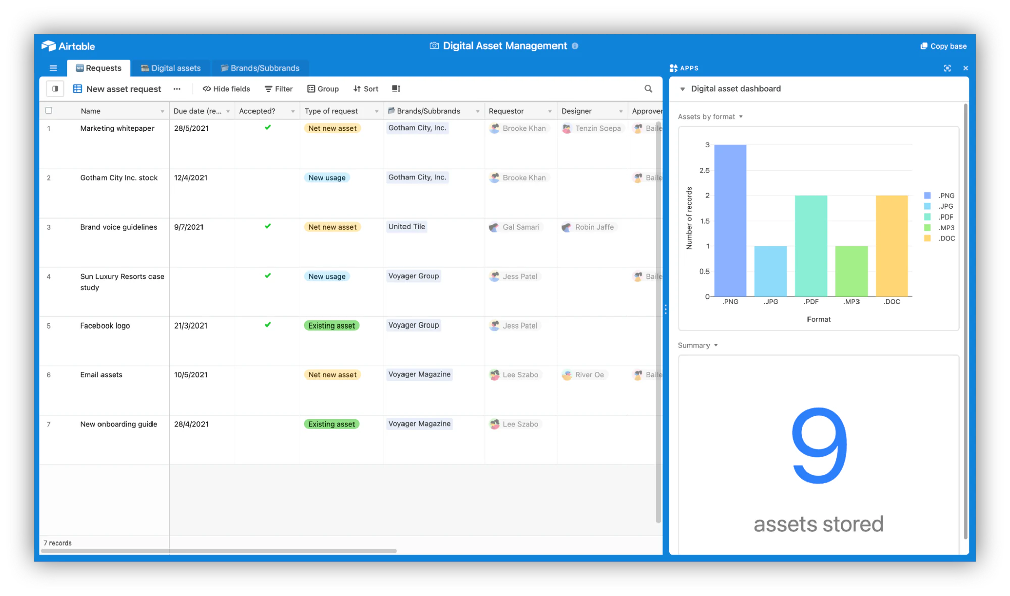 Airtable digital asset management template for automating file organization