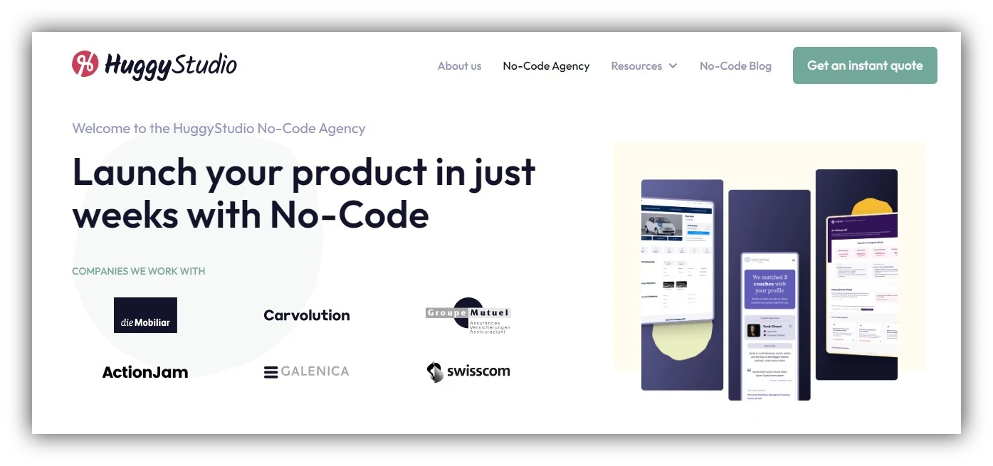huggy studio homepage