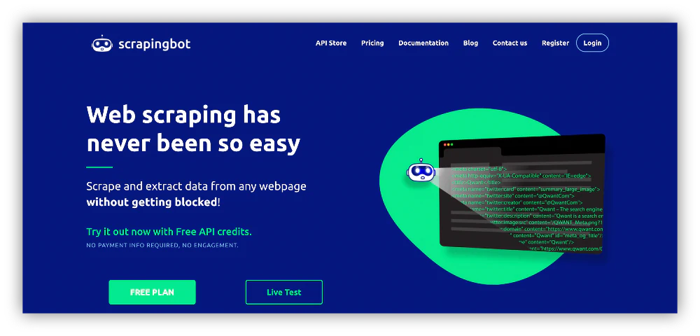 Scrapingbot home page