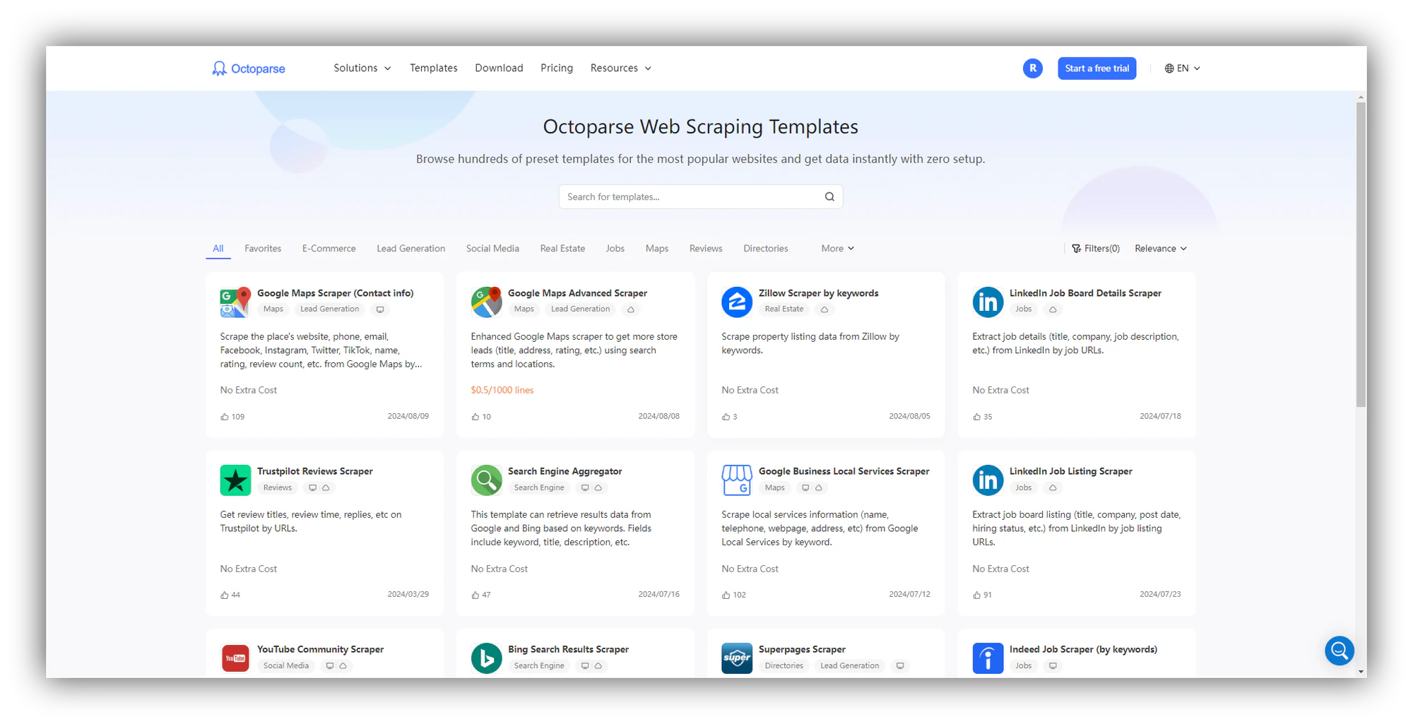 octoparse home page