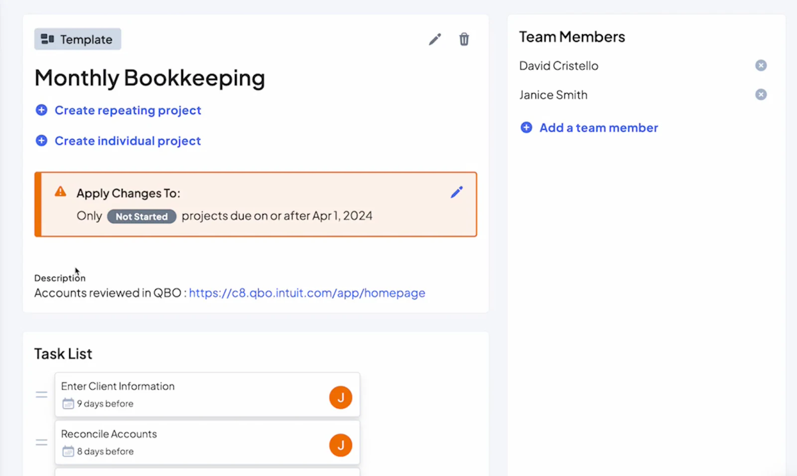 Jetpack Workflow task management interface for accounting professionals