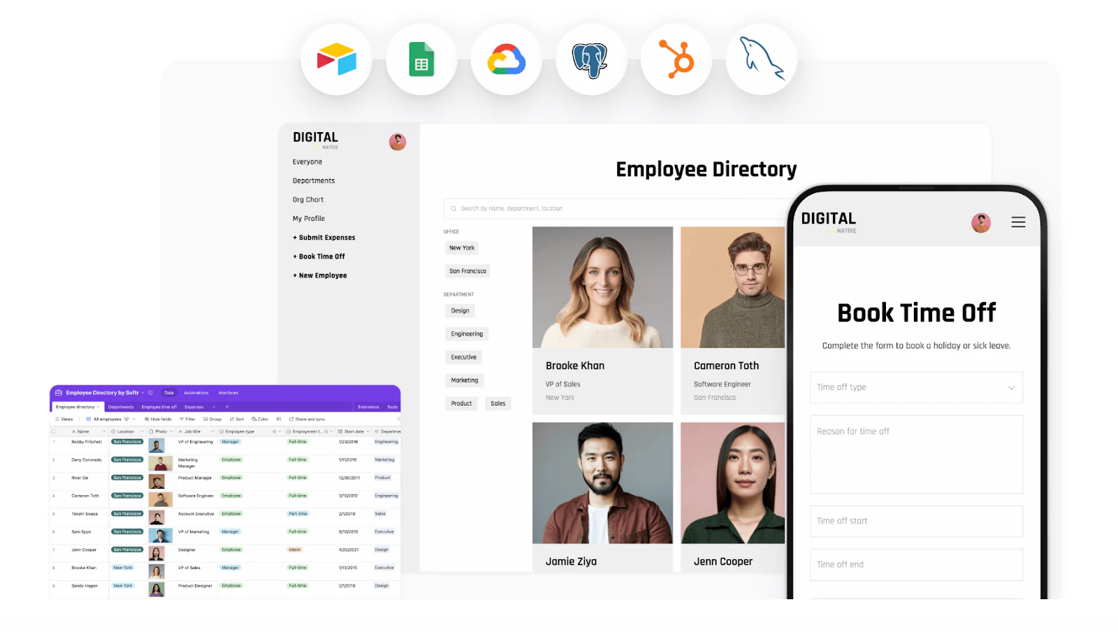 Softr's HRIS template