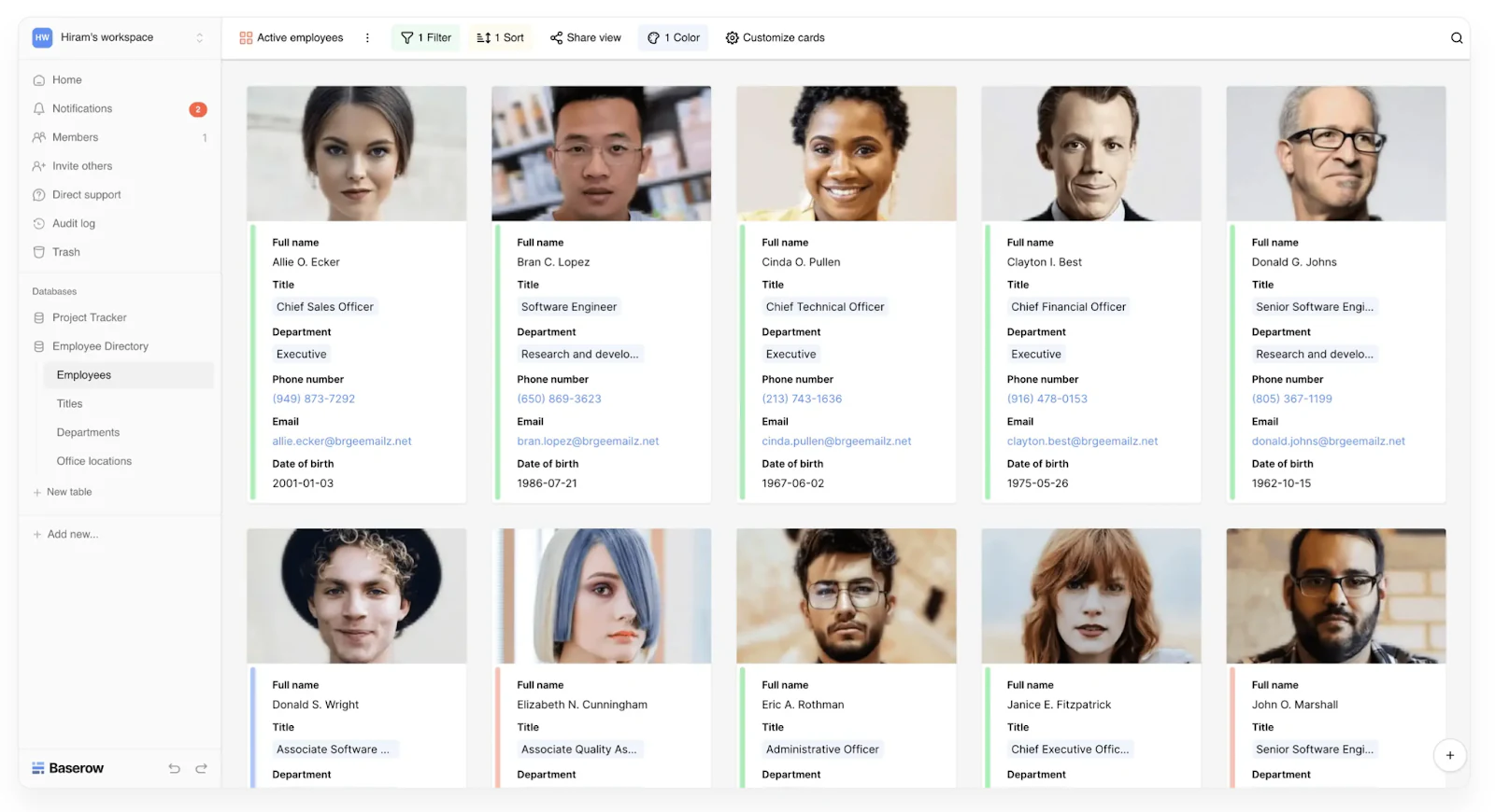 Baserow open-source database and app building interface