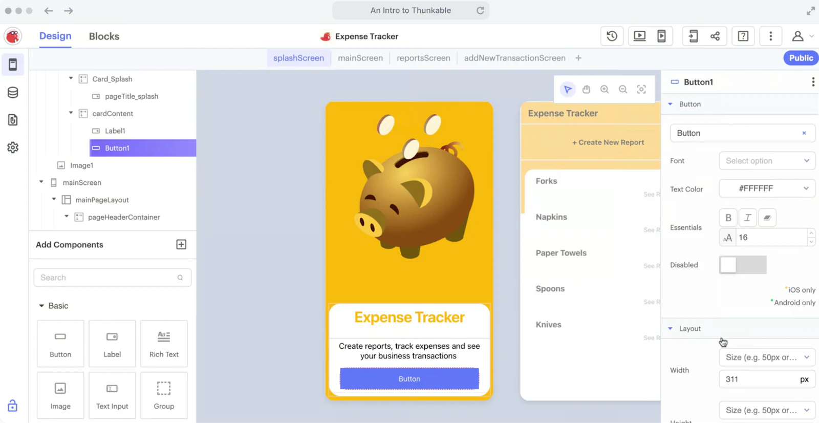 Thunkable no-code mobile app development platform homepage