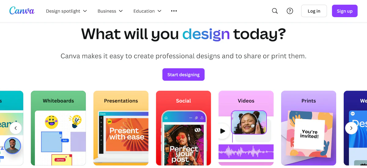 Canva's web application design