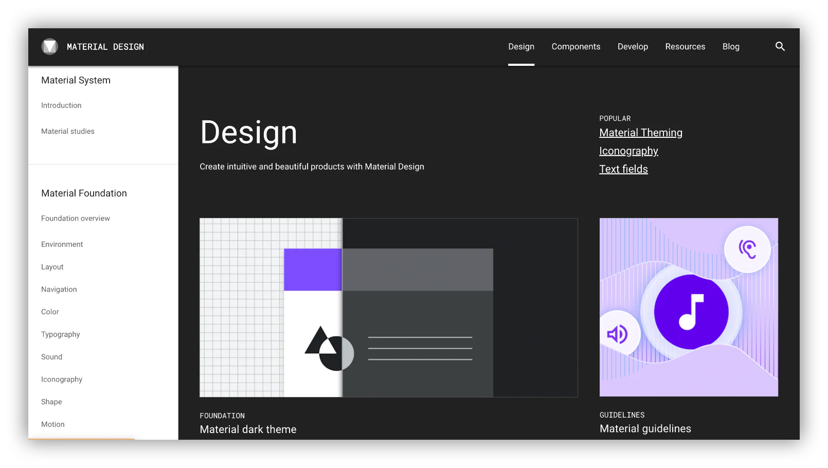 Material Design home page
