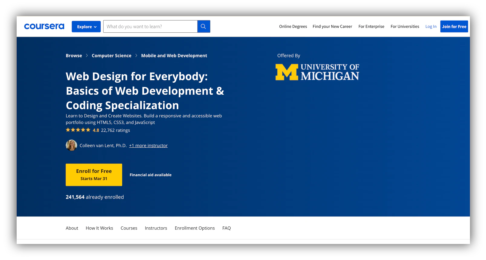 course web design courses home page